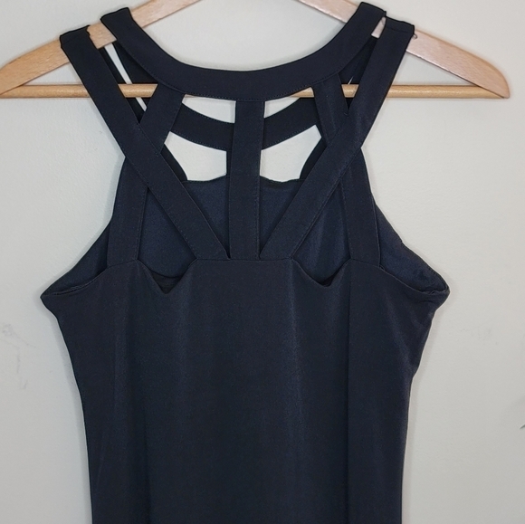 NWT Cupio | Black Caged Upper Dress with High-Low Hem - Picture 4 of 6